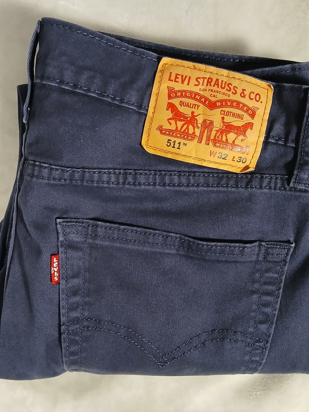 Levi's 511 Slim Fit Jeans 32x25 Hemmed Tagged 32x30 Men's Navy Blue - Picture 8 of 9